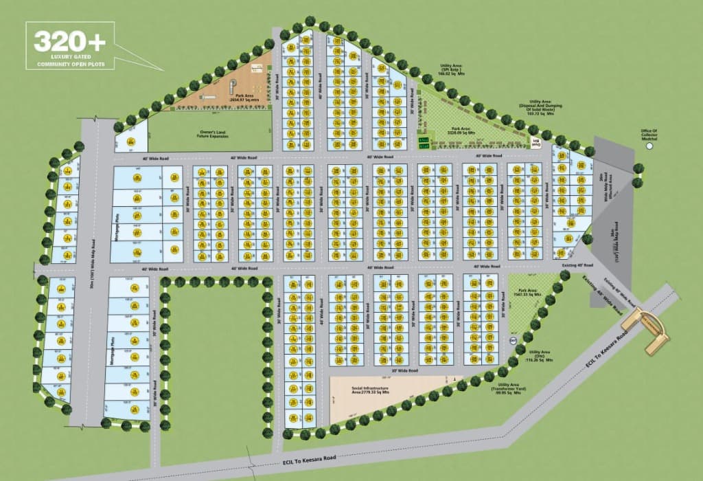 320+ Luxury Gated Community Open Plots Master Layout Map